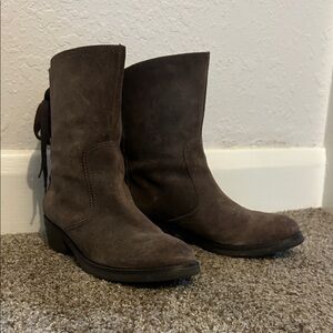 Nine West Women's Dark Brown Suede Lace-Up Ankle Boots